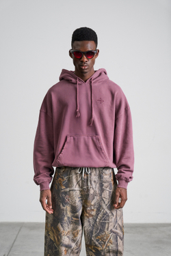 Худи Nothomme Monterest Vintage Washed Distressed Hoodie "Black Plum Purple Spot"