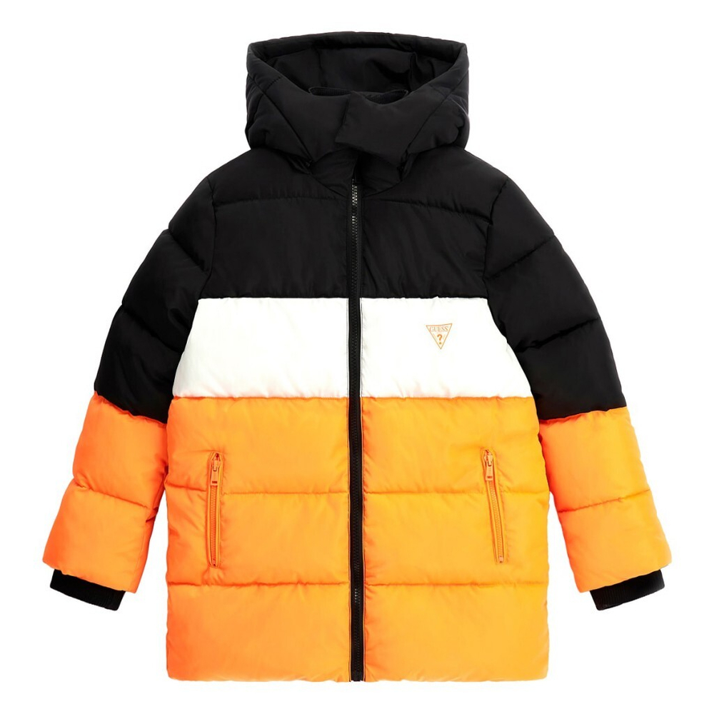 Куртка демисезонная с капюшоном GUESS Черный/Оранжевый/Белый/Спинка: термопринт: белый GUESS (Мальчик)