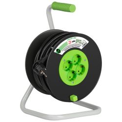 Удлинитель силовой ЭРА GREEN LINE KAT-3x1.5-30m Greenline на катушке пластик 4 розетки с заземлением 30м ПВС 3x1.5мм2 | Силовые удлинители