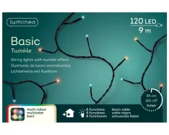 Светодиодная гирлянда с контроллером 9 м, 220V., 120 разноцветных LED ламп, черный ПВХ, Kaemingk (494121)