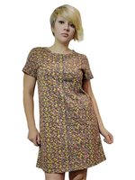 2118 Пеньюар-туника женская цветы на коричневом (60)