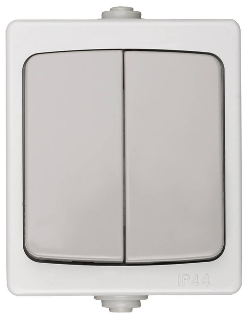 СВЕТОЗАР Аврора, IP44, 16 A/~250 В, двухклавишный выключатель (SV-54336-W)