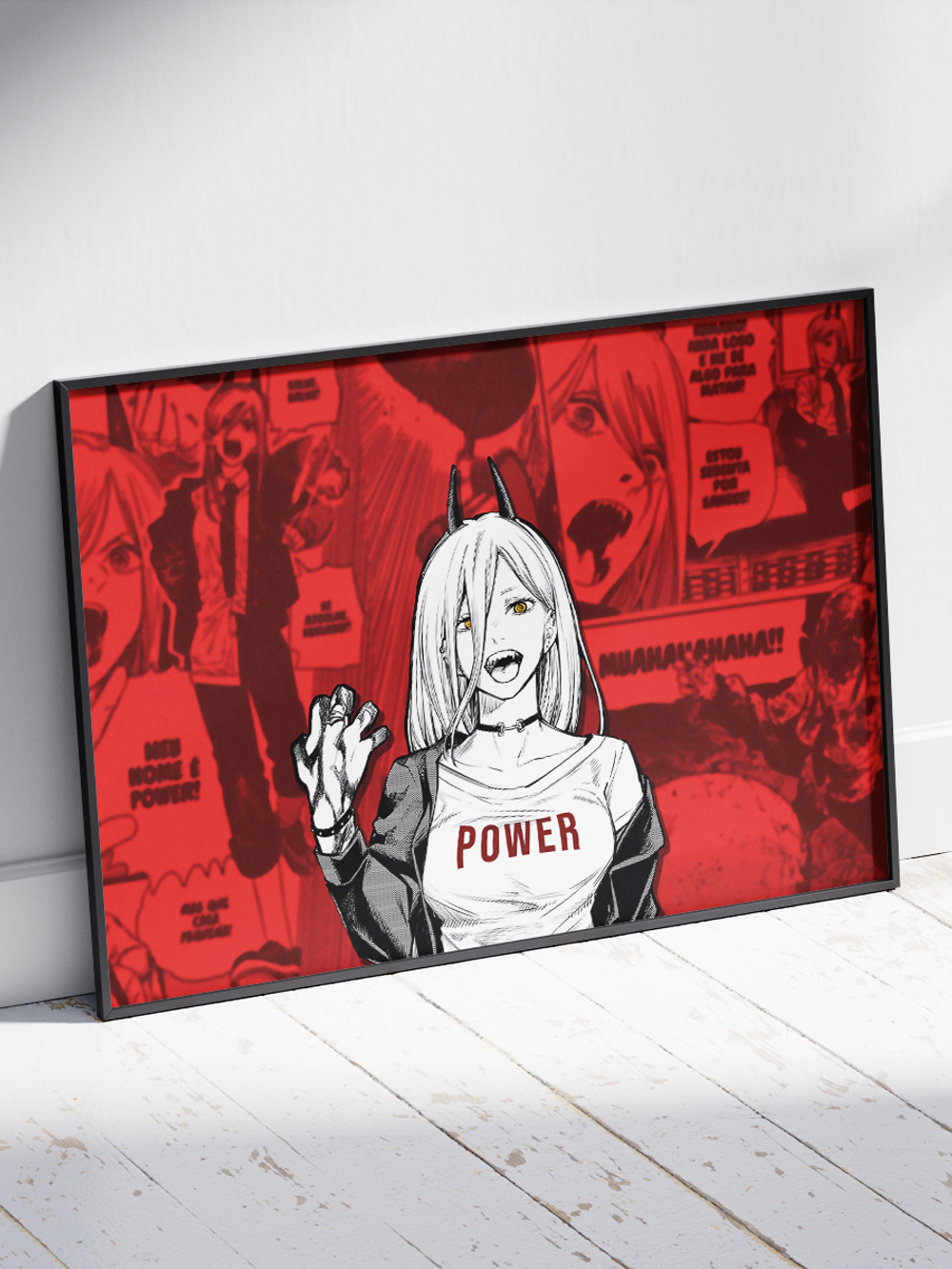 Постер плакат Пауэр На Фоне Манги Chainsaw Man Человек Бензопила