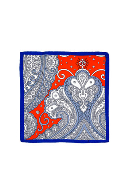 Шёлковый платок в карман пиджака с крупным узором пейсли
