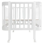 Кровать детская Indigo Italiano Baby продольный маятник на колесах белый-белый