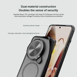 Чехол прозрачный тонированный (Transparent Black) от Nillkin с металлической крышкой и MagSafe на OnePlus 13, серия CamShield Prop Magnetic Case