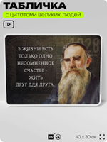 Литературный постер с цитатой Л. Н. Толстого для школы, на стену, на пластике, для интерьера, 40х30 см, Silver Plane x Айдентика Технолоджи