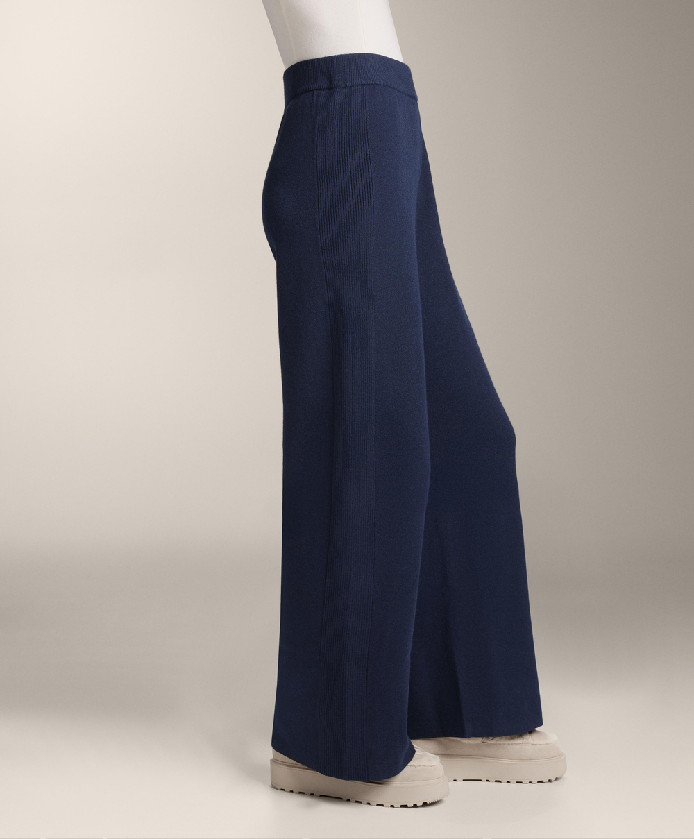 OYSHO Прямые брюки с резинкой по бокам, синий