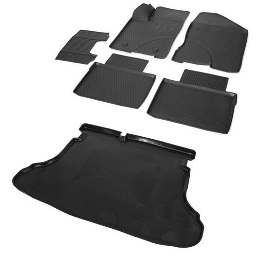 Коврики в салон и багажник автомобиля (комплект) Rival для Lada Vesta седан 2015-н.в./Vesta Cross седан 2017-н.в., полиуретан, с крепежом, 6 частей, K16006001-2