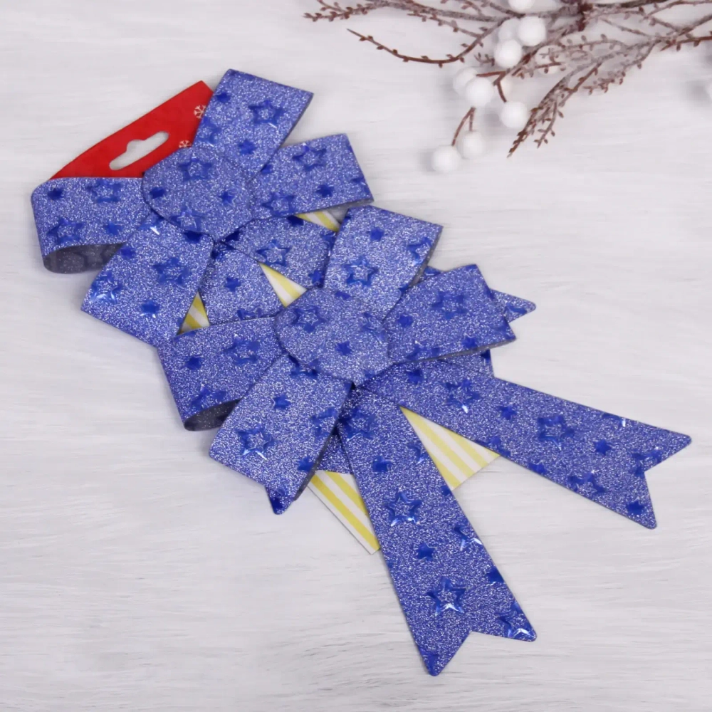 Бант на ёлку «Звездопад» 13*17 см (набор 2 шт), Синий