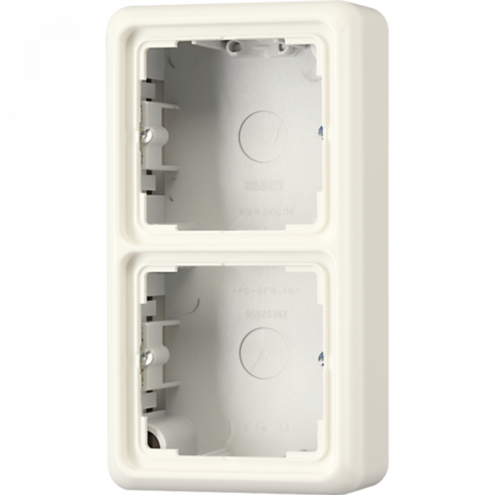 JUNG CD 500/CD plus Бежевая Коробка для накладного монтажа 2-ая с рамкой, арт.CD582AW