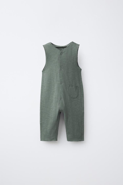 ZARA ДЛИННЫЙ ОДНОТОННЫЙ КОМБИНЕЗОН, МЯГКИЙ ЗЕЛЕНЫЙ