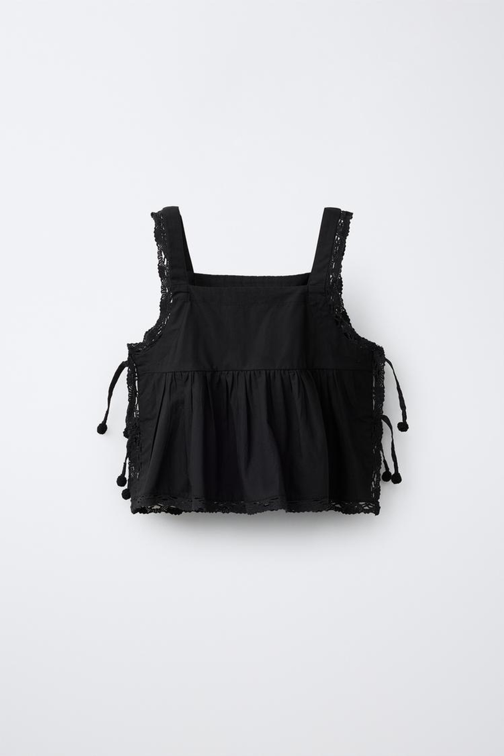 ZARA ТОП С ВЫШИВКОЙ, ЧЕРНЫЙ