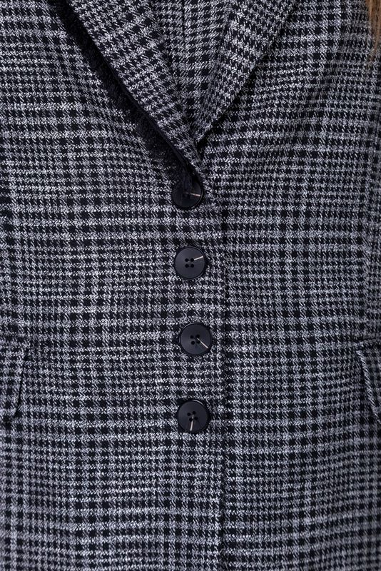 Жакет однобортный в клетку, серый