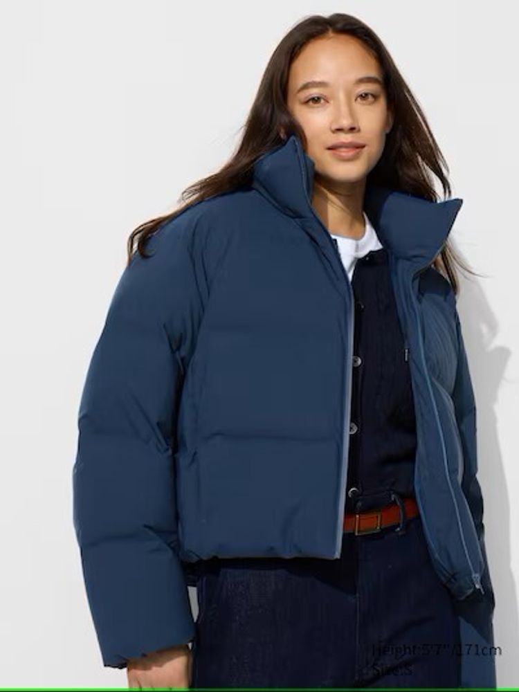 UNIQLO БЕСШОВНЫЙ ПУХОВИК, СИНИЙ