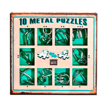 Набор металлических головоломок "Eureka! 3D Puzzle", 10 шт, цвет зеленый