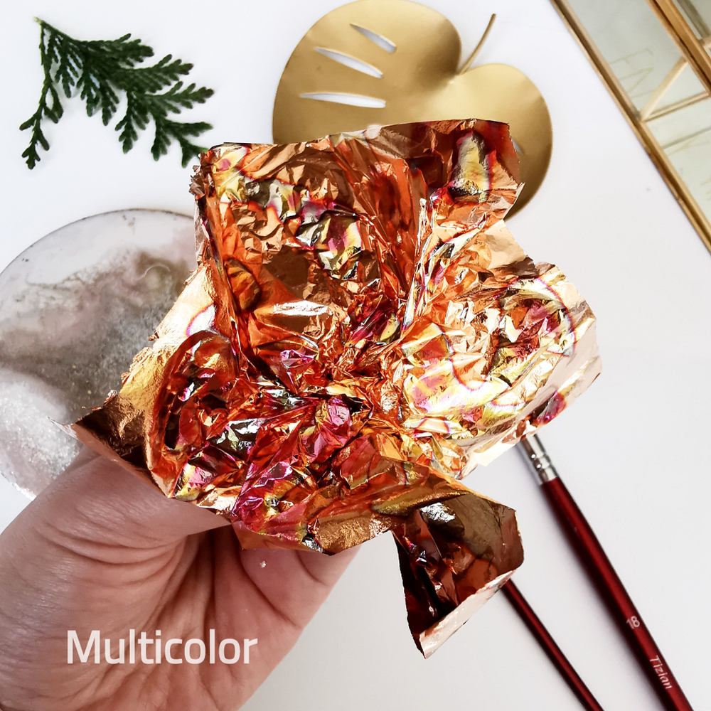 Поталь-фольга с разводами Multicolor, 10шт., 14х14см