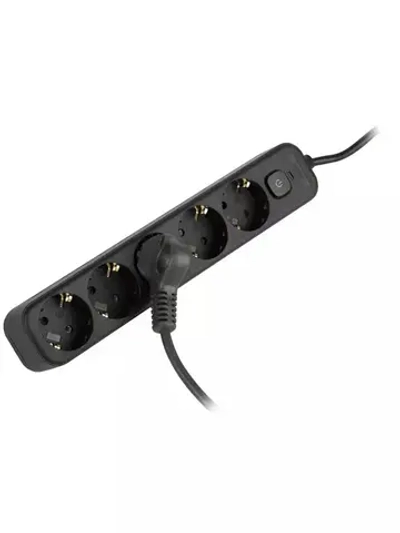 Сетевой фильтр Intro SFE515-B с базовой защитой с заземлением с выключателем 5 розеток 1,5м 10А черный / удлинитель сетевой 1,5м