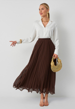 Юбка плиссе макси 100 коричневая