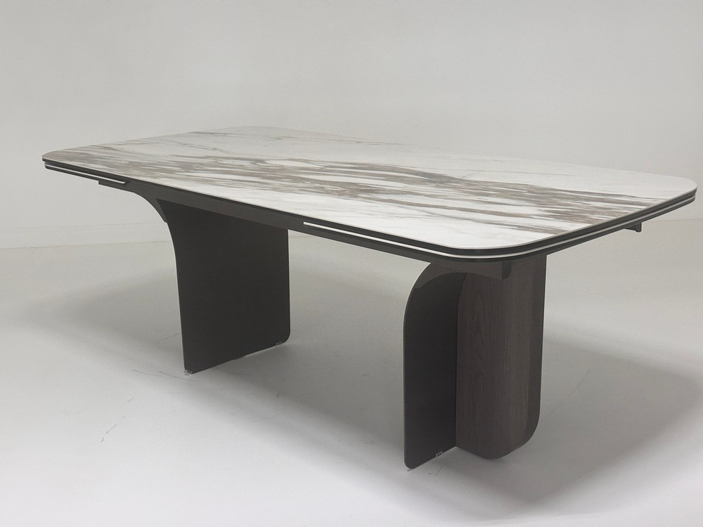 Стол М-City DISAUR Ингерман (Ingerman) 200 Коричневый (Karakata Brown) керамика, темно-серый + Шпон