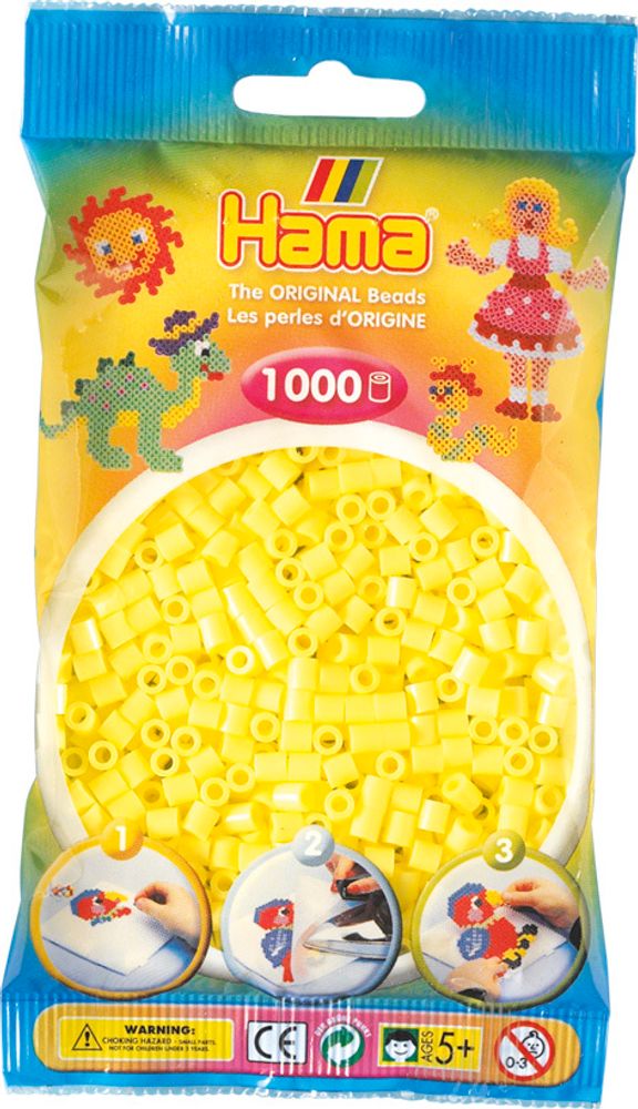 Hama Бусинки для термомозаики MIDI жёлтый пастельный, 1000 шт. (207-43)