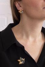 Брошь Мята с Зеленым Кварцем