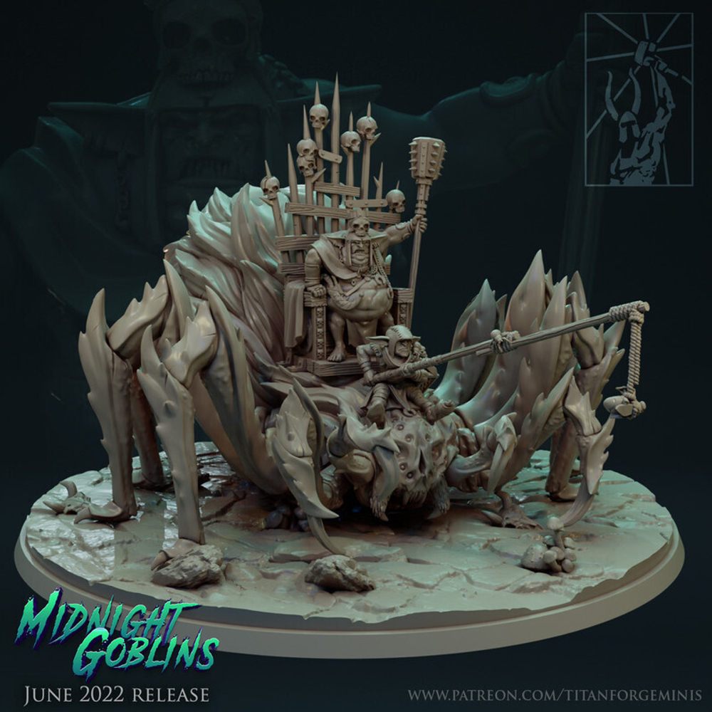 Grand Alliance Destruction Scuttleboss on Gigantic Spider миниатюра для dnd, днд, pathfinder, фентези, Настольная игра, НРИ, Варгейм, РПГ