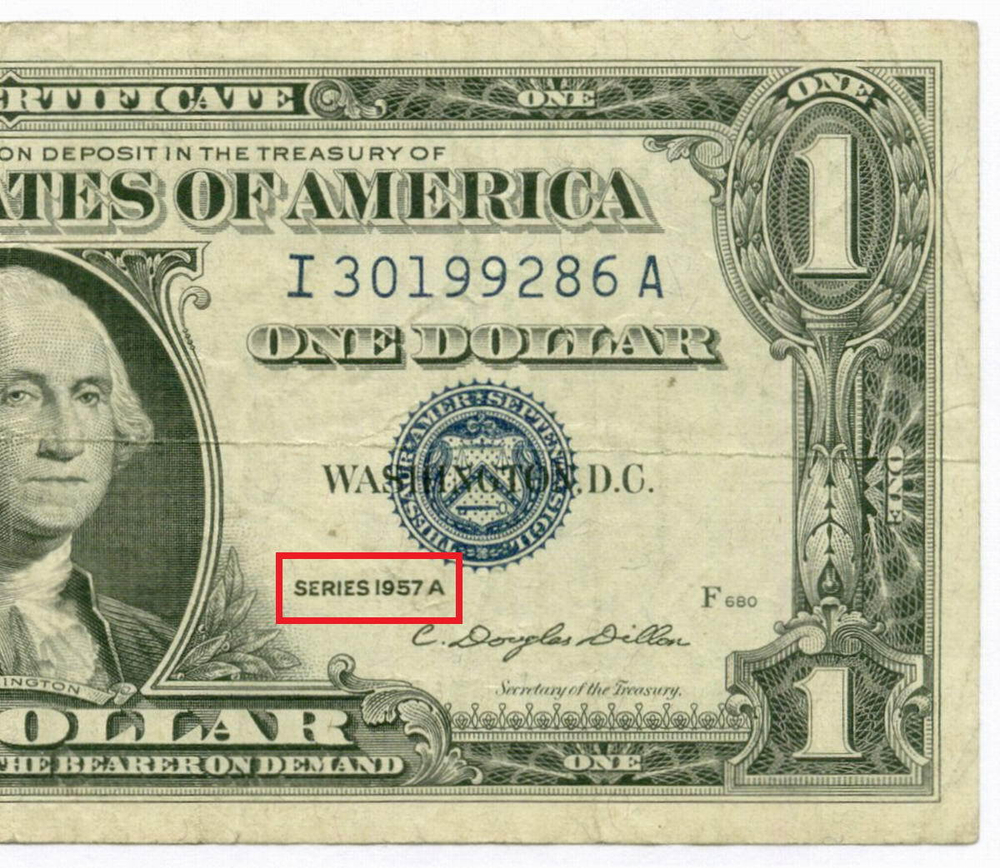 Банкнота США 1 доллар (серебряный сертификат) 1957A I 30199286 A. VF