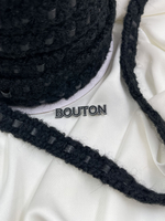 Тесьма плетеная черная с кожаной вставкой