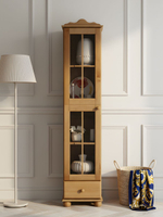 Шкаф витрина, 40х32х186, Бритта, сервант для посуды, с ящиком, однодверная, из массива дерева, бейц, Dipriz