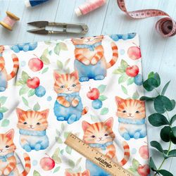 Ткань премиум Оксфорд 600D акварельные коты