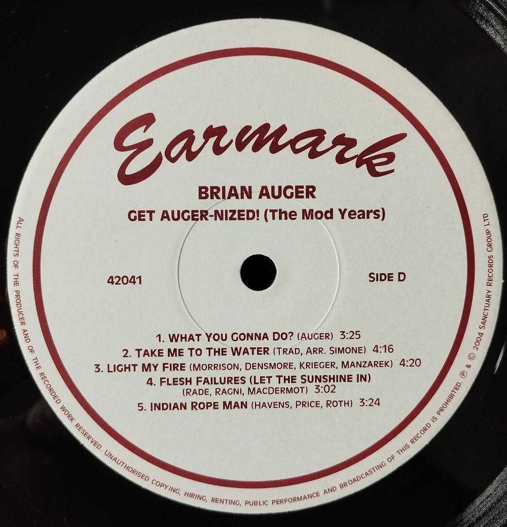 Винтажная виниловая пластинка LP Brian Auger Get Auger-Nized! (The Mod Years) (Italy 2004)