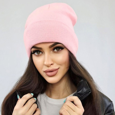 Шапка зимняя «ZIMA», бинни, цвет розовый, 58р (лейбл Ultramarine)