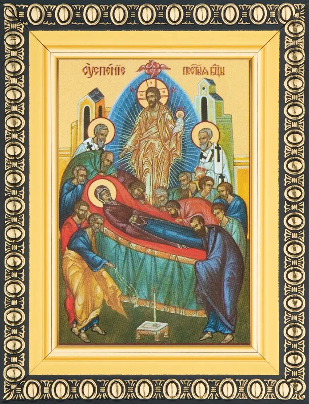 Икона БМ "Успение Богородицы" 6х9 в раме 8х11