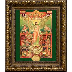 Ангел Хранитель оберегающий сон и трапезу. Икона на холсте.