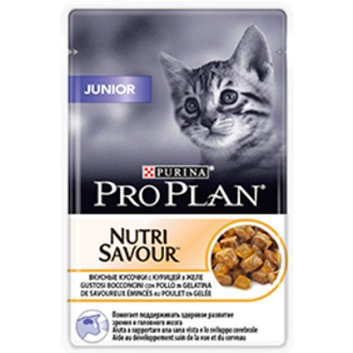 Purina Pro Plan Junior Влажный корм для котят кусочки в желе с курицей, 85 г