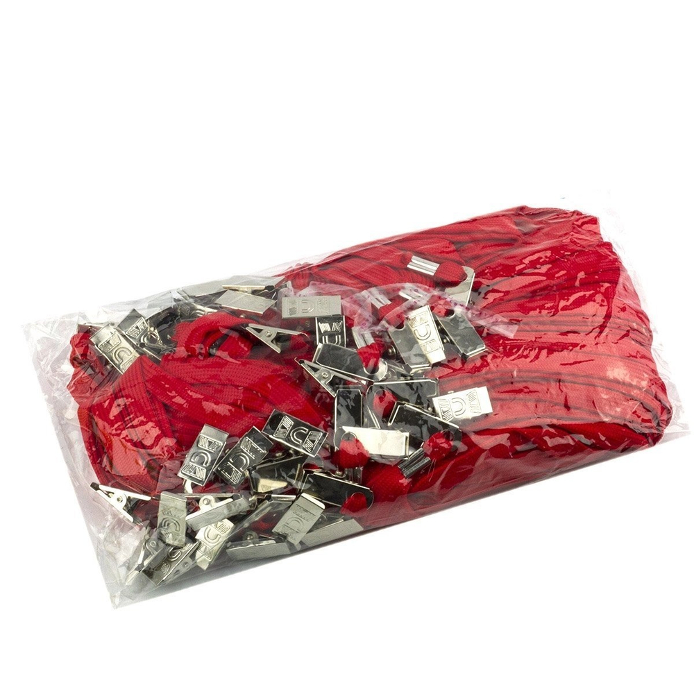 Шнурок для бейджа Alingar, 45 см, металл. клипса, красный