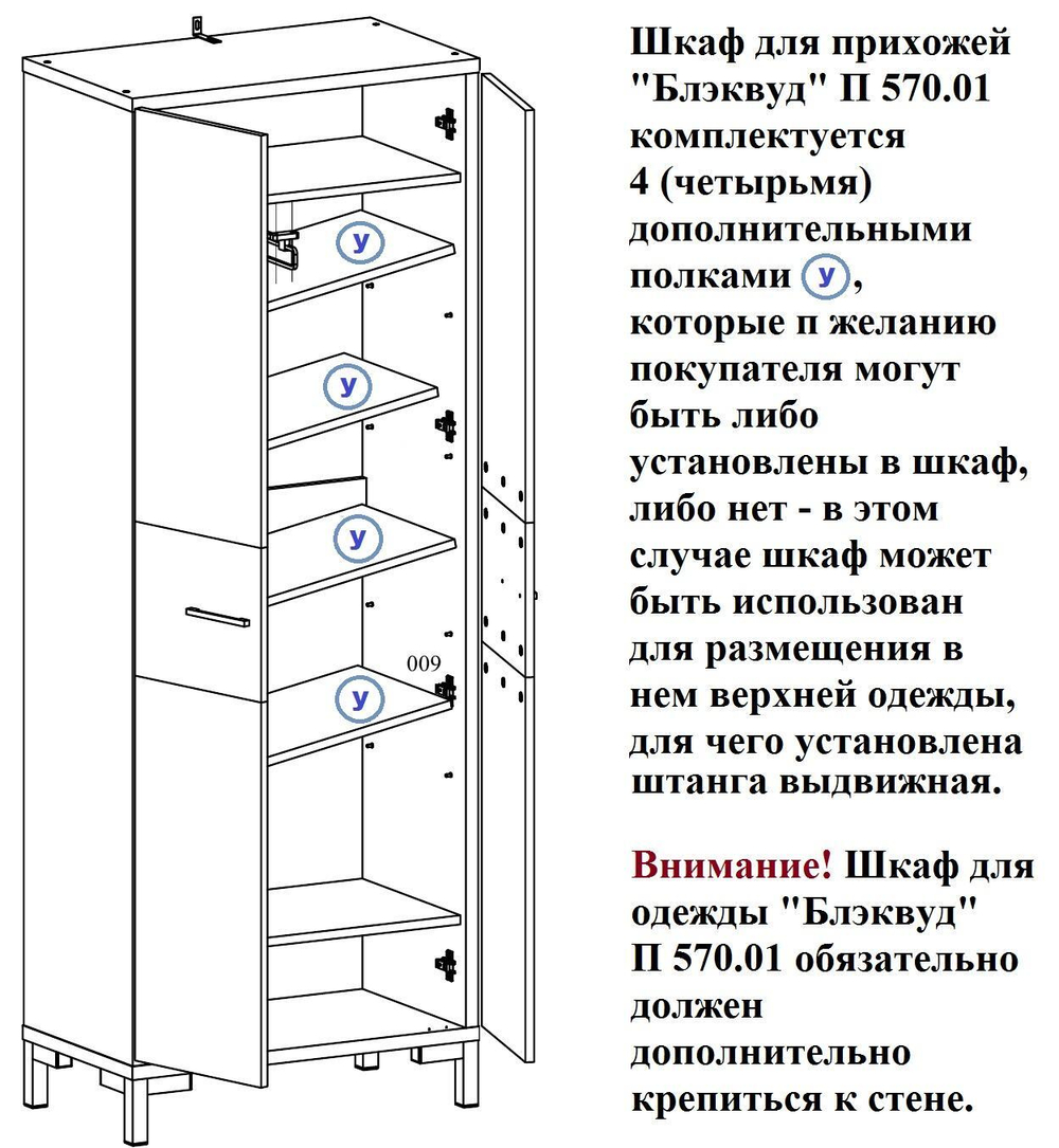 Шкаф для прихожей «Блэквуд Лофт» П3.0556.3.31