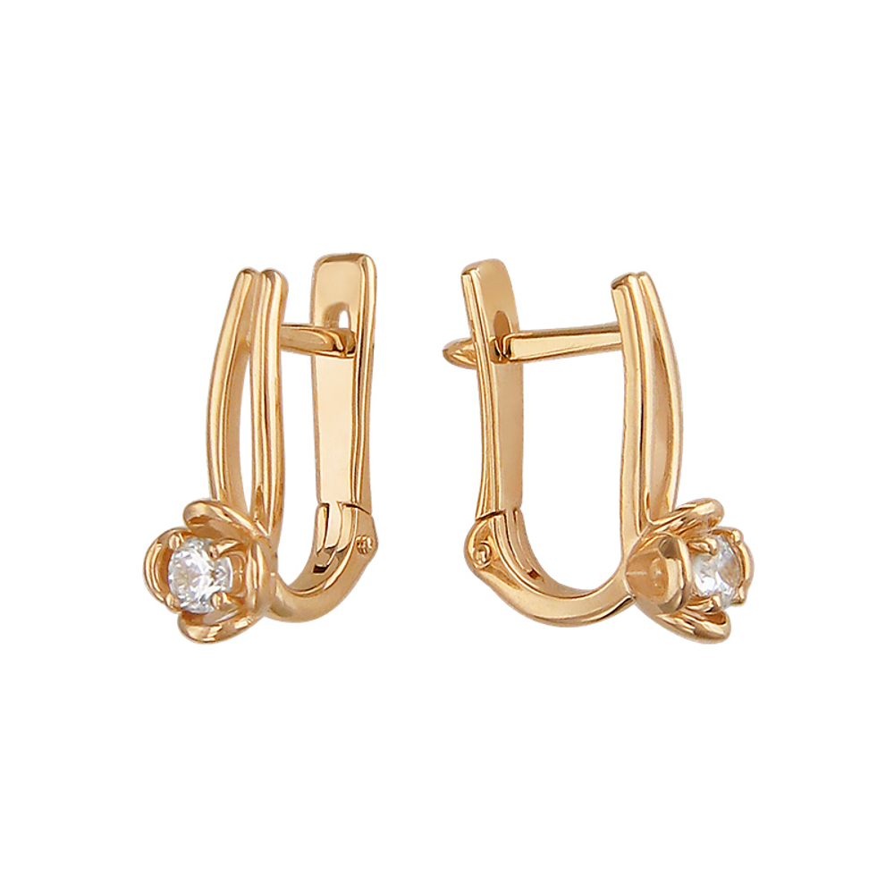 Серьги с фианитом из красного золота 585 пробы JA-S-1С116806