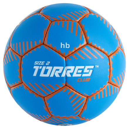 Мяч гандбольный TORRES Club, H32442, р.2, ПУ, 5 подкл. слоев, руч. сшивка, синий