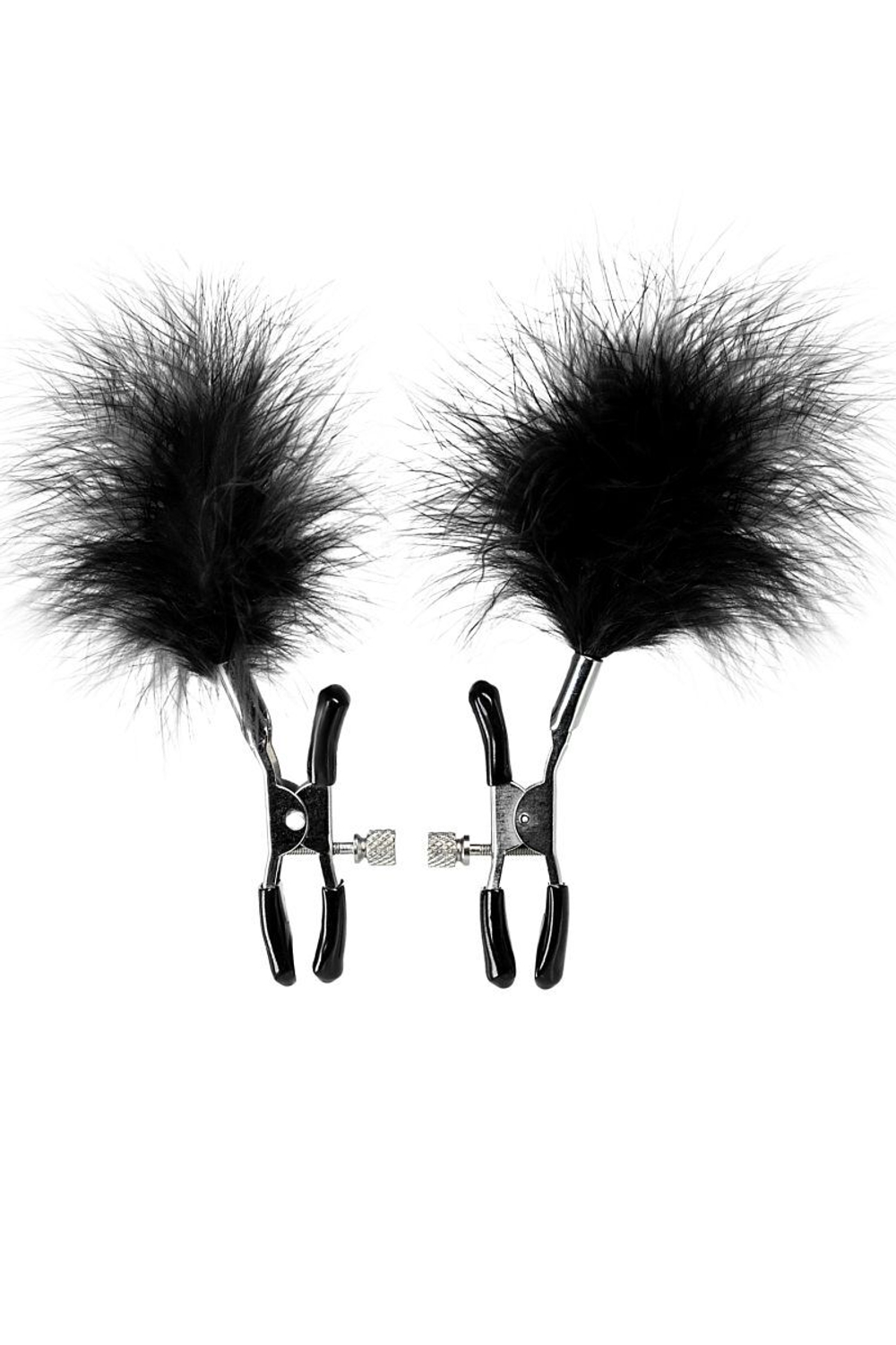 Зажимы для сосков TOYFA Theatre с черным пухом (Цвет: черный)