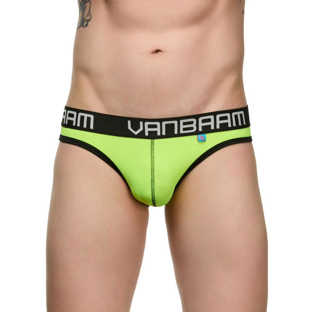 Мужские трусы слипы салатовые/белые в полоску Van Baam