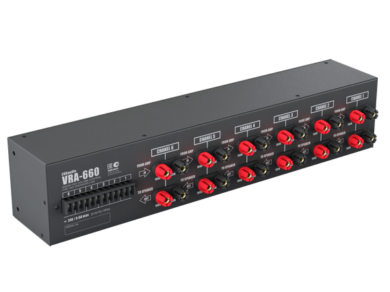 CVGAUDIO VRA-660 шестиканальный, 2U-рэковый, 11-позиционный регулятор громкости