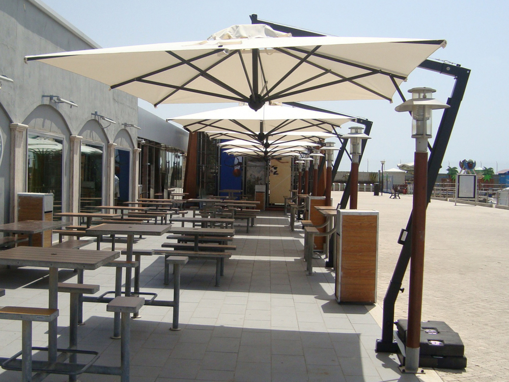 Зонт профессиональный 4х4 м Scolaro Leonardo Braccio, антрацит, слоновая кость