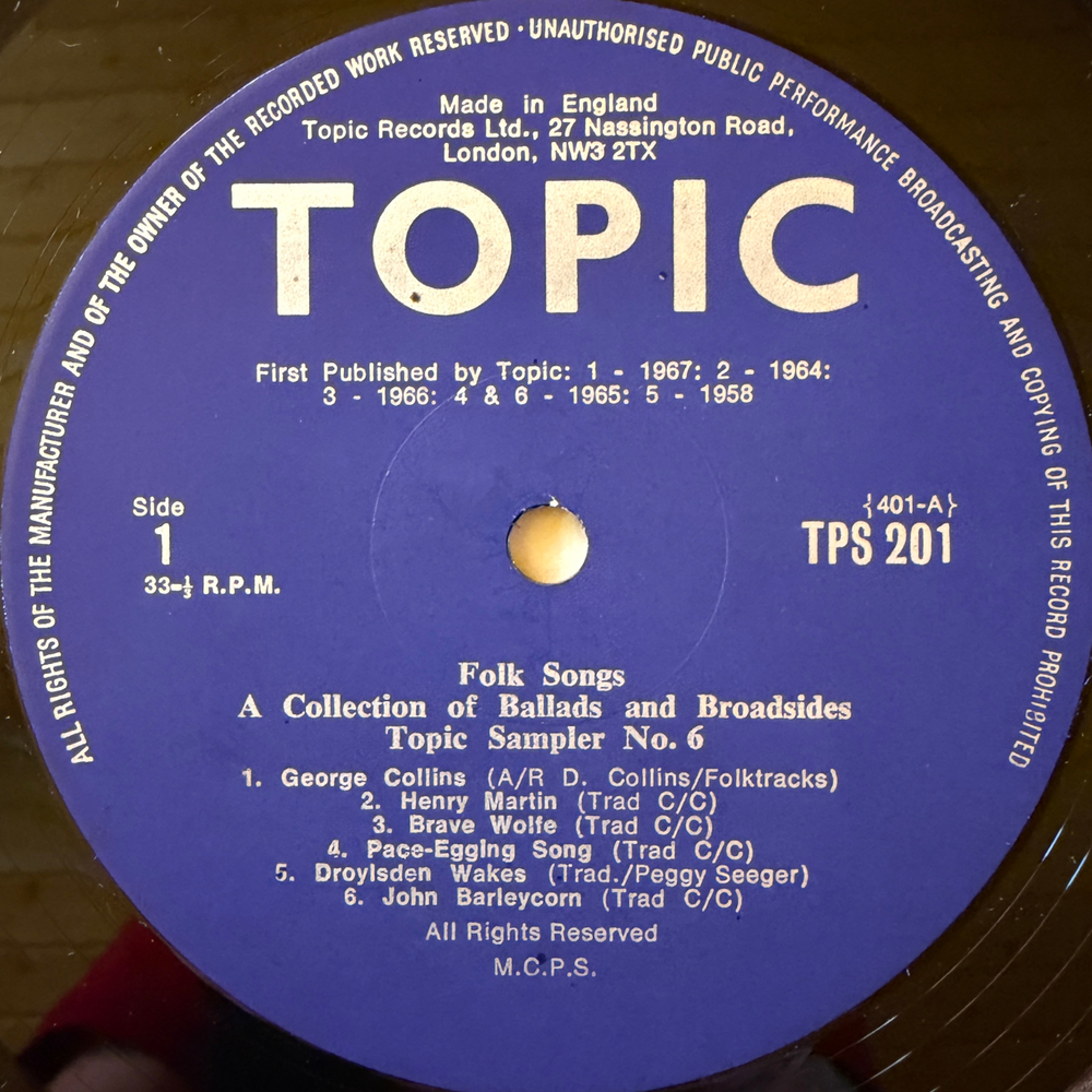 Сборник Folk Songs - A Collection Of Ballads And Broadsides (Англия 1970г.)Т