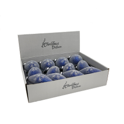 Набор елочных игрушек 8см 12шт ChristmasDeLuxe синий в инее с узором снежинка