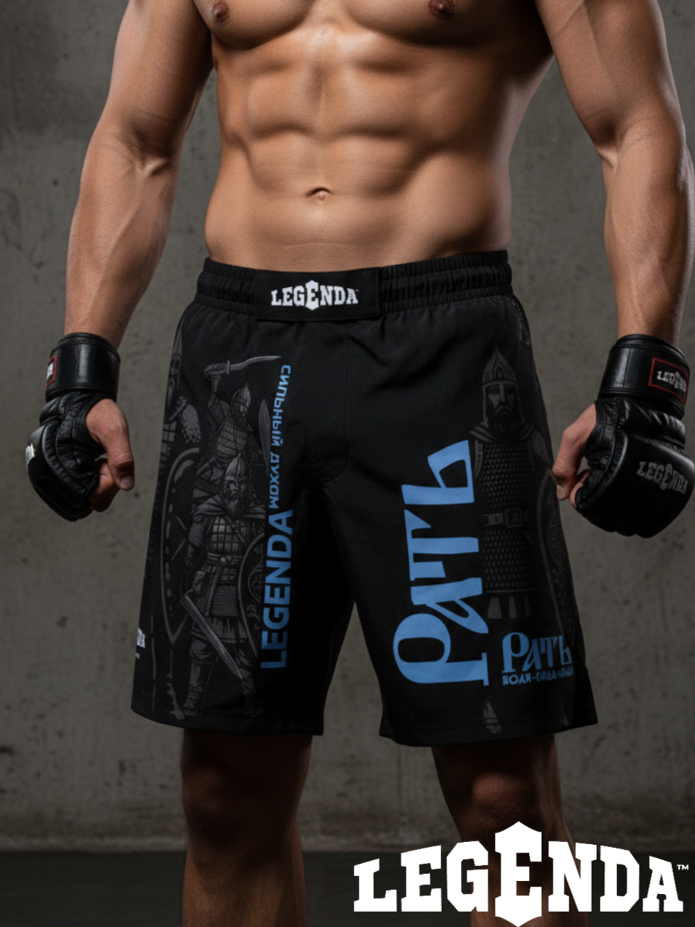 Шорты спортивные тренировочные LEGENDA Рать2 синий / черные