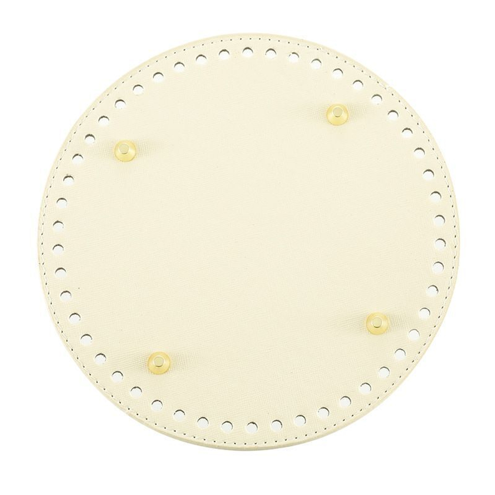 Донышко для вязания сумок и корзинок (круг 19 см, цвет светлый кремовый) / Круглое донышко с ножками для вязания сумки, шкатулки, коробки 19 см