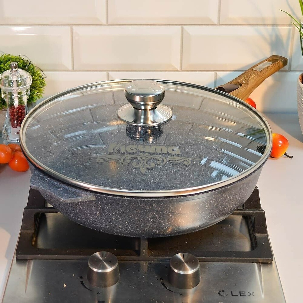 Сковорода 30см Premium blue со съемной ручкой и стеклянной крышкой