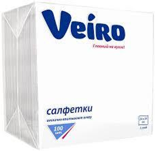 Салфетки бумажные VIERO, 24*24см, белые, 100л/упак, 45упак/кор